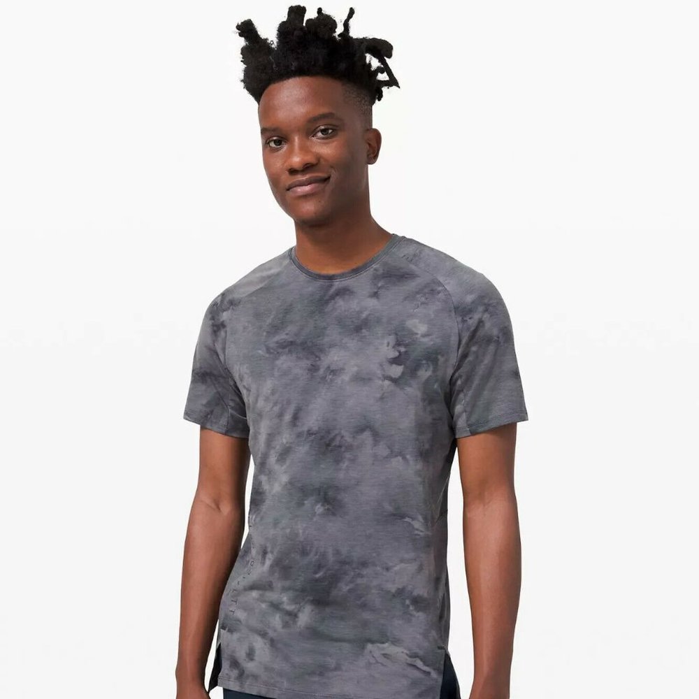 Lululemon Always Agile Short Sleeve Shirt Diamond Dye Asphalt Grey Black NWT L